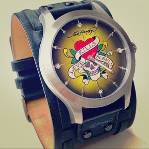 🎃 Authentic Ed Hardy Leather Love Kills Watch
